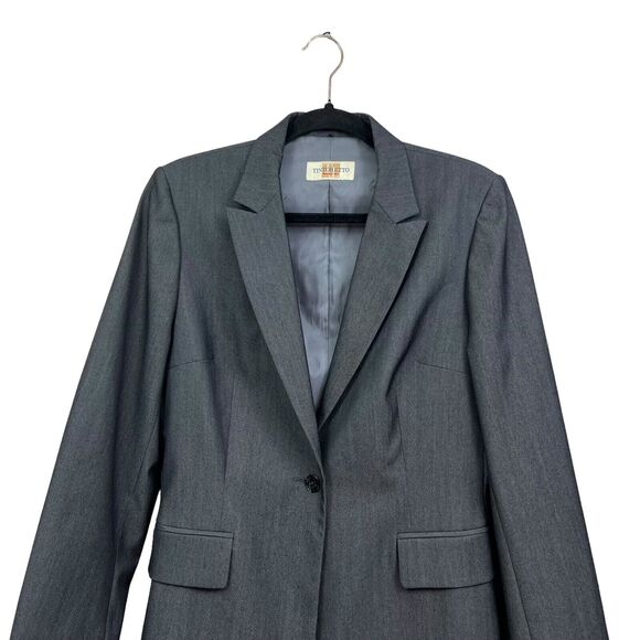 Tintoretto Womens Wool Blazer Single Button Double‎ Vented Lined Gray Size 32 - Picture 2 of 7